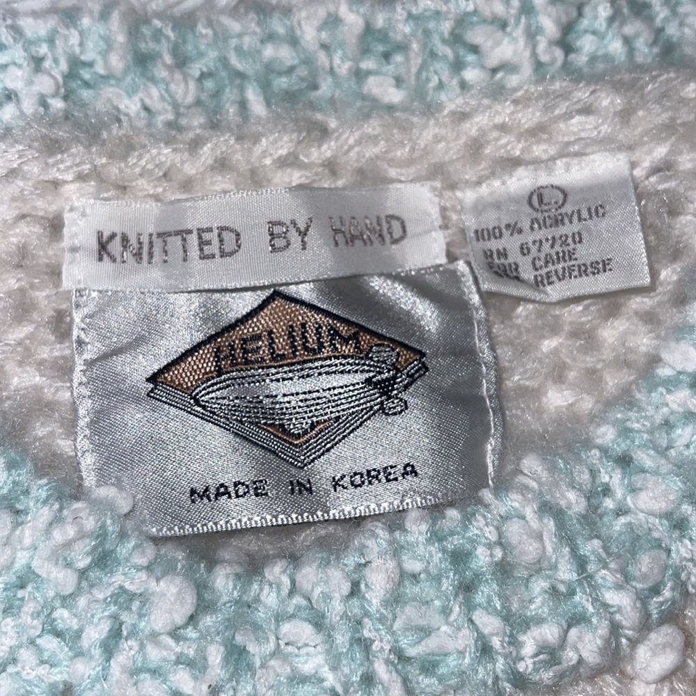 Vintage > Colorblock Pastels Cottagecore Hand Knit Sweater - Picture 9 of 12